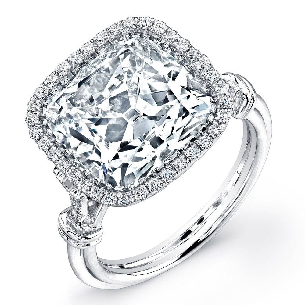 uneek 7 carat <strong>cushion<\/strong> cut diamond halo engagement in 7 diamond