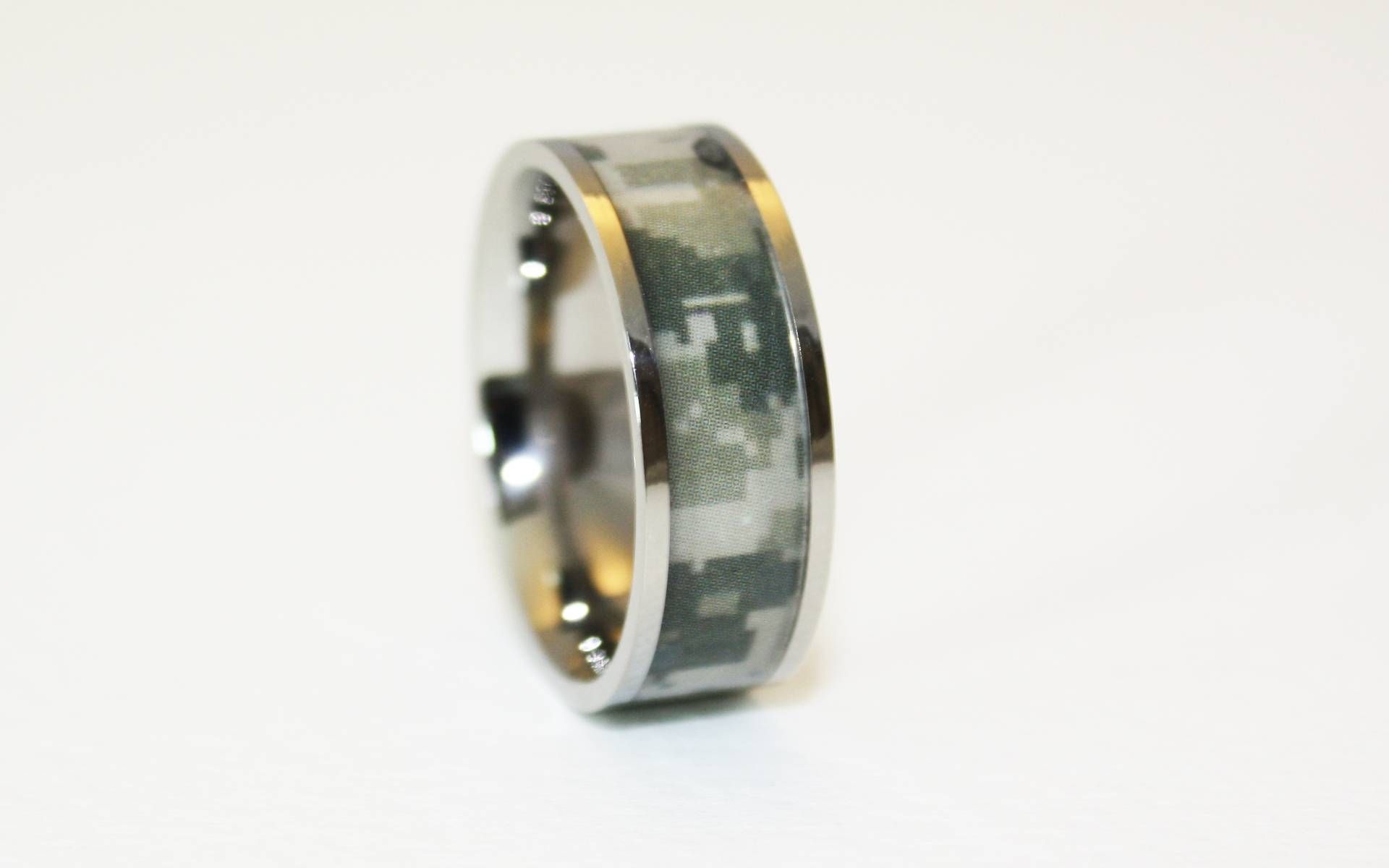 1 Camo Military Titanium Ring – Army Camouflage Wedding Band Within Military Wedding Bands (View 1 of 15)