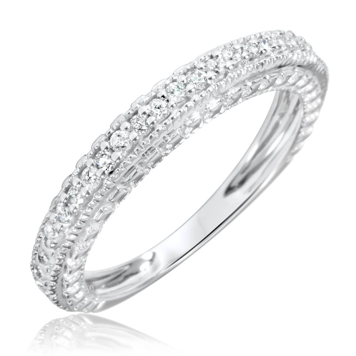 1 Carat Diamond Trio Wedding Ring Set 14k White Gold Regarding White Gold Wedding Rings For Women (View 7 of 15)