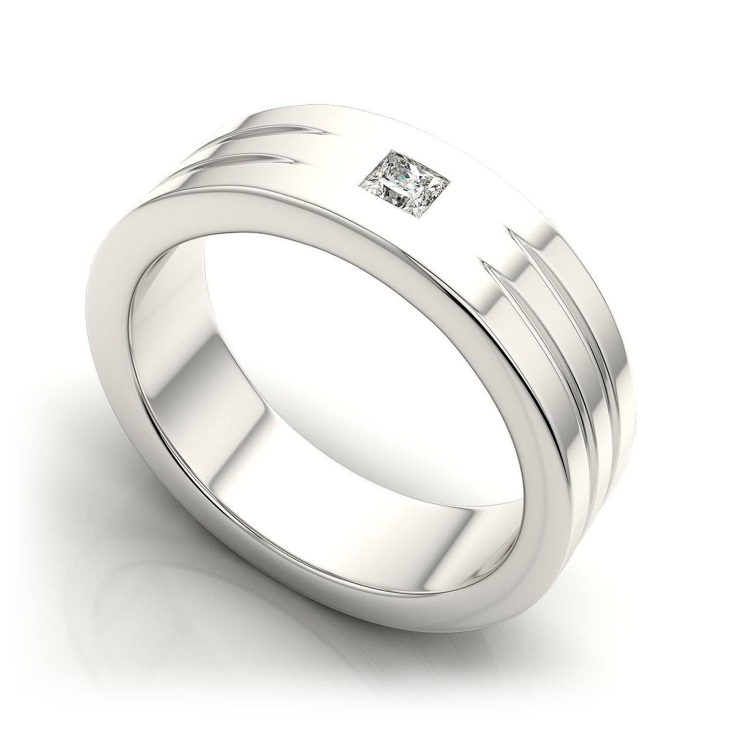 10 Ctw 7mm Men's Square Cut Diamond Ring In 18k White Gold With Regard To Square Mens Wedding Rings (View 14 of 15)