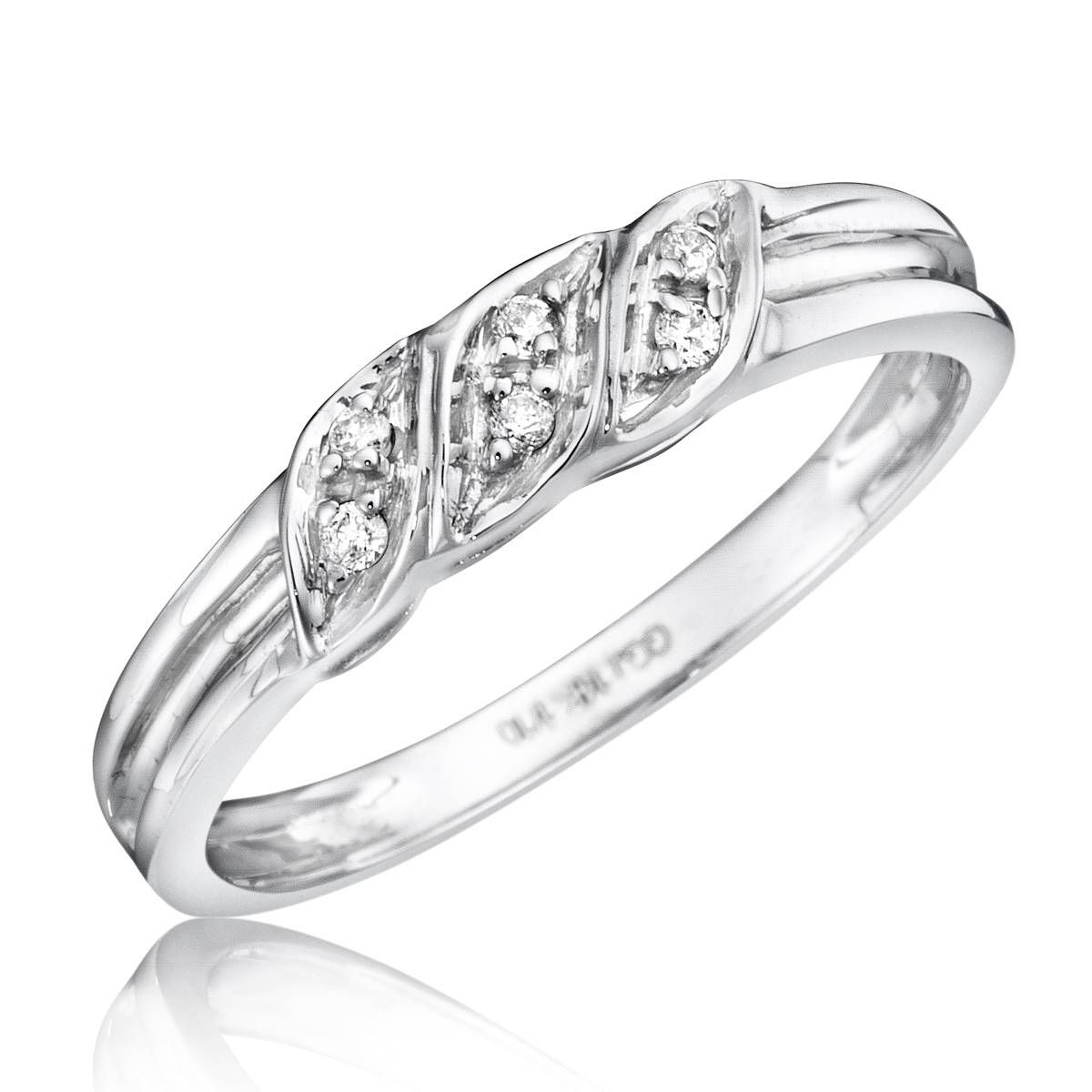 1/15 Carat T.w. Diamond Women's Wedding Ring 10k White Gold In Women's Wedding Bands (Photo 58 of 339)