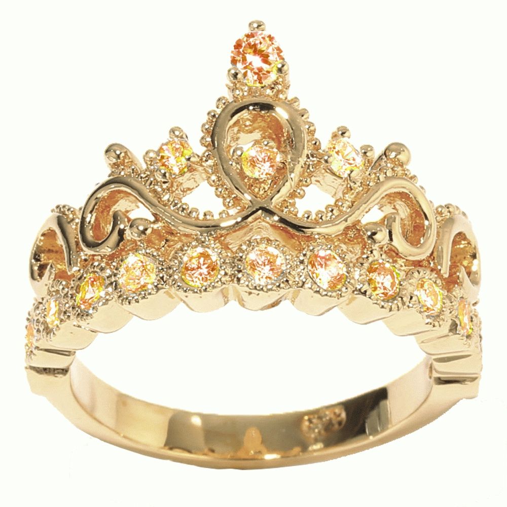 14k Gold Princess Crown Citrine Birthstone Ring (november Regarding November Birthstone Engagement Rings (View 14 of 15)