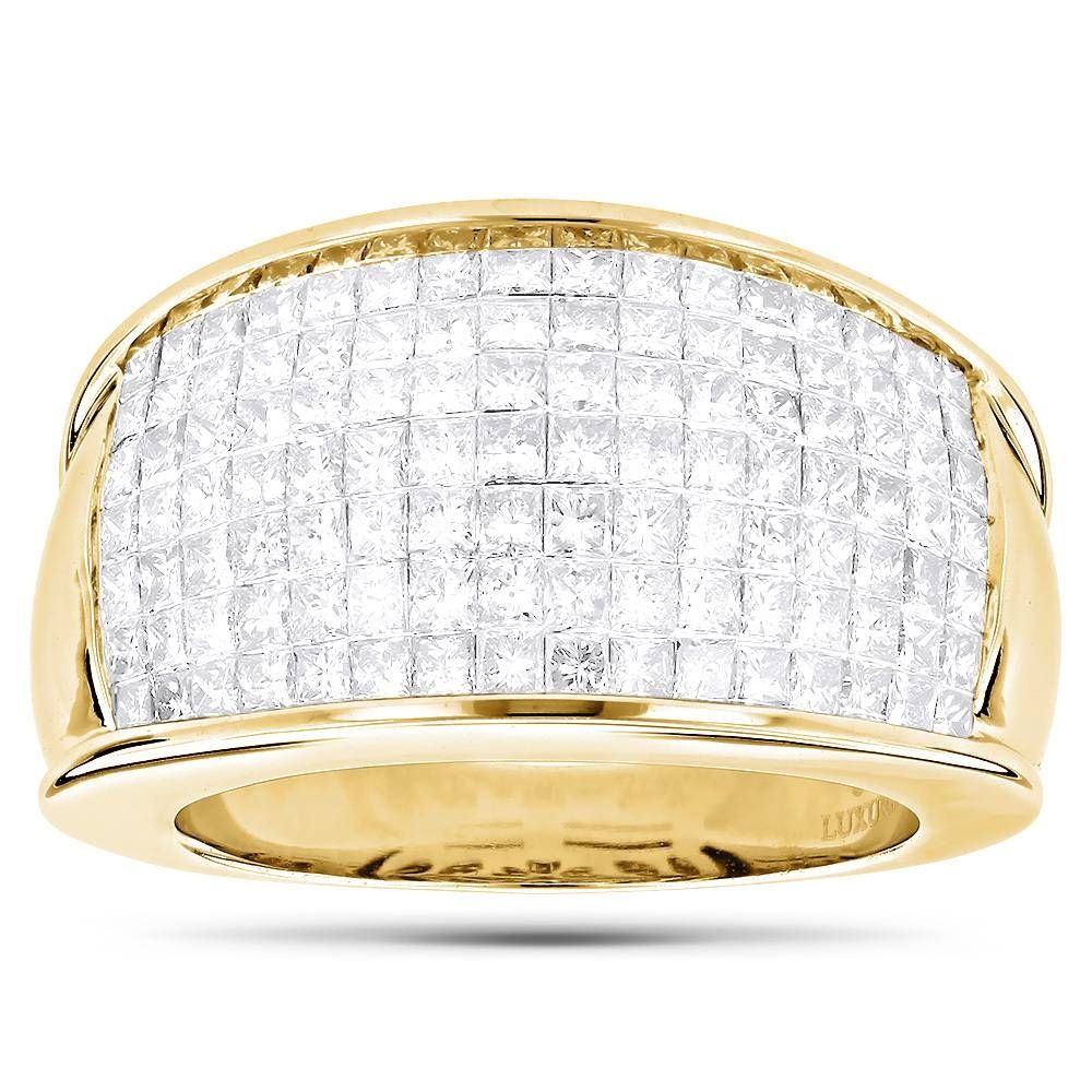 14k Gold Princess Cut Invisible Set Diamond Ring  (View 8 of 15)