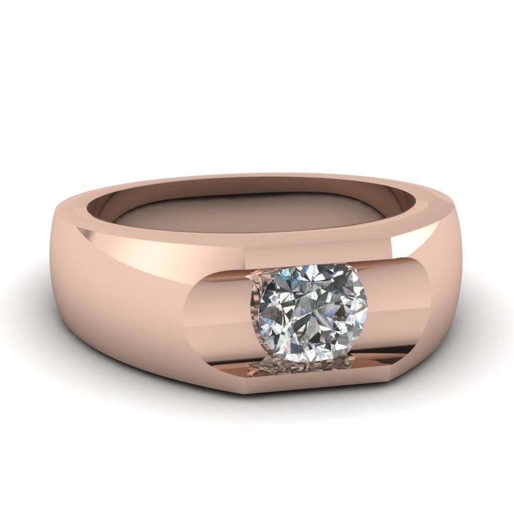 14k Rose Gold Round Cut Men's Wedding Ring | Fascinating Diamonds Intended For Rose Gold Men's Wedding Bands With Diamonds (Photo 158 of 339)