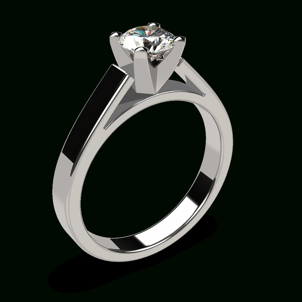 14k White Gold Flat Edge Solitaire Engagement Ring Throughout Flat Engagement Ring Settings (View 3 of 15)