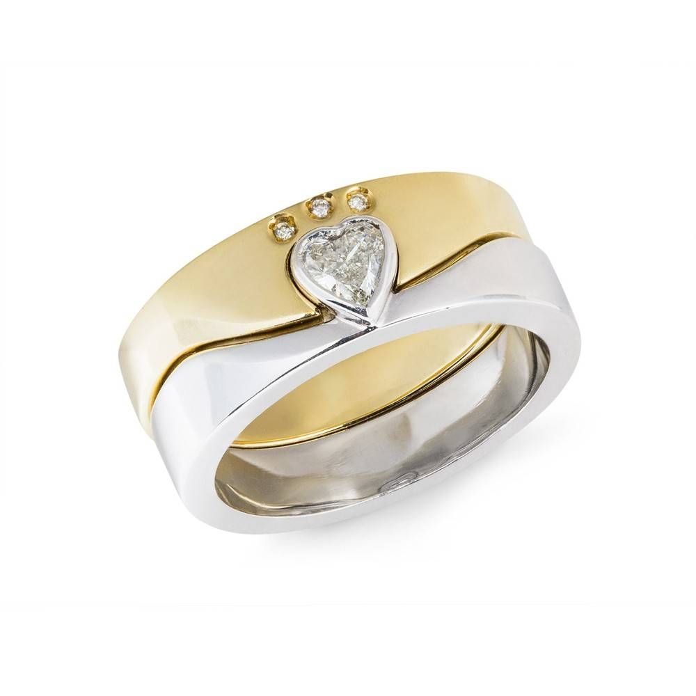 14kt Gold Diamond Two Part Ladies Claddagh Ring | Claddagh Jewellers With Claddagh Engagement Ring Sets (View 8 of 15)