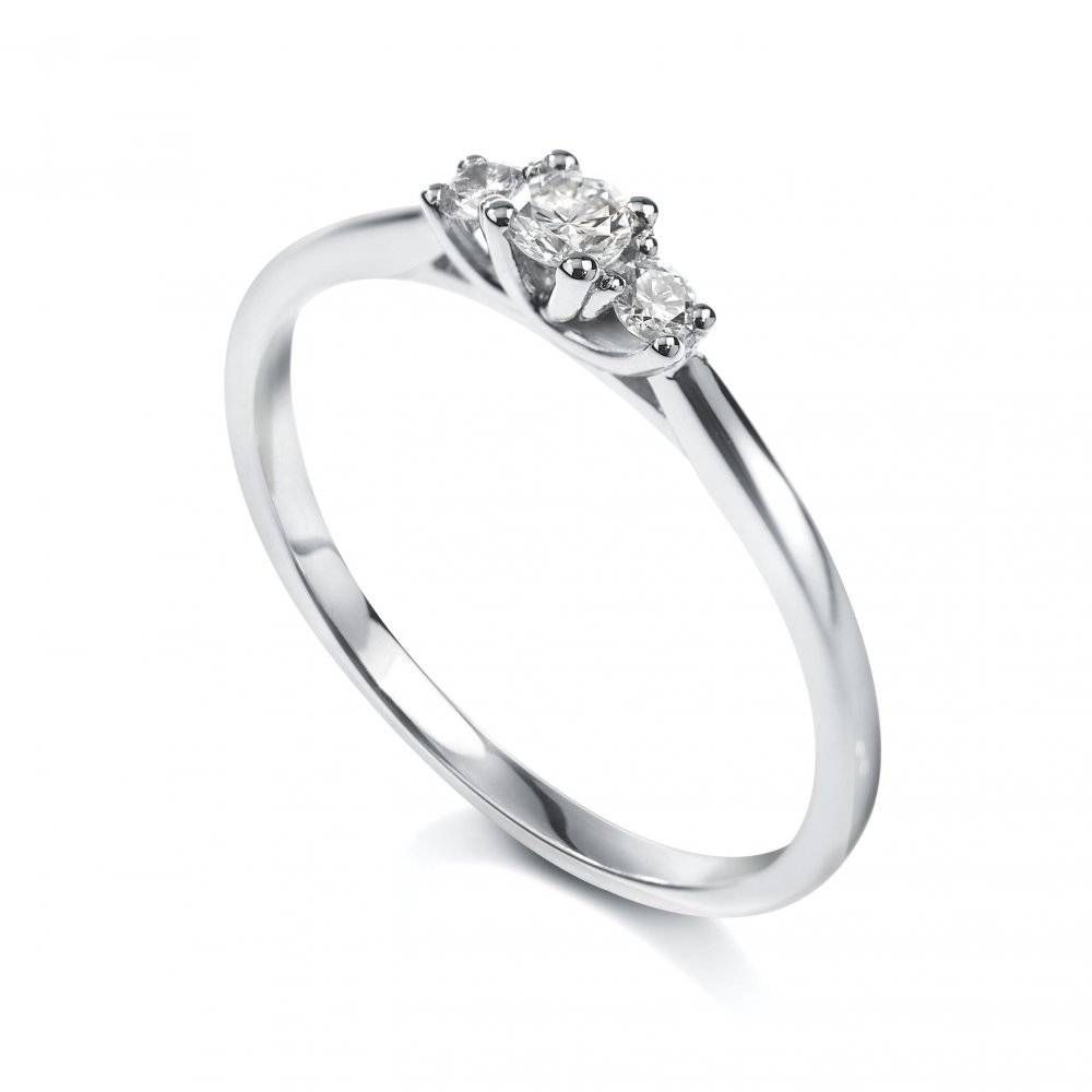 18ct White Gold Diamond Trilogy Ring – Womens Jewellery From Within Engagement Rings Trilogy (View 9 of 15)