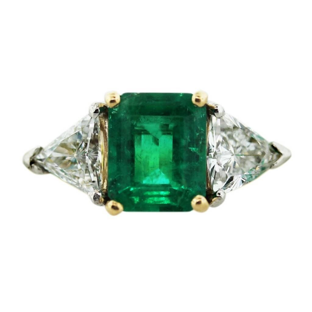18k Yellow Gold Emerald Cut Emerald Diamond Ring  Boca Raton Intended For Engagement Rings With Emerald (View 4 of 15)