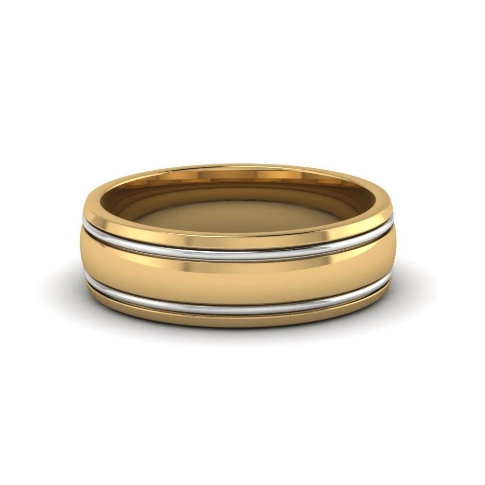 18k Yellow Gold Two Tone Gold Mens Wedding Ring Bands For Gold Mens Engagement Rings (View 12 of 15)