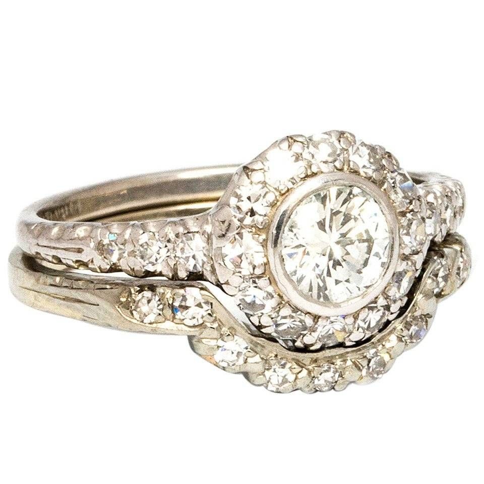 1960s Diamond Platinum Gold Wedding Ring Set For Sale At 1stdibs Inside Diamond Platinum Wedding Rings (View 7 of 15)