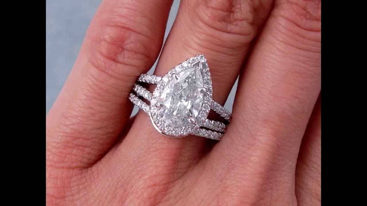 2.95 Ctw Pear Shape Diamond Engagement Ring And Wedding Band Set Within Pear Shaped Engagement Rings And Wedding Band (Photo 2 of 15)