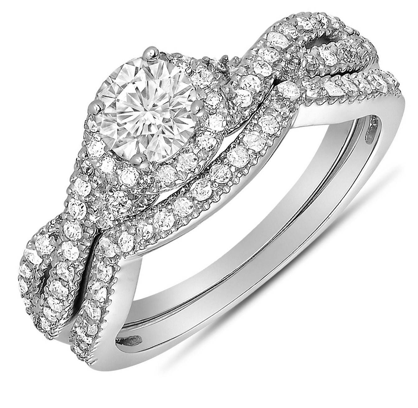 2 Carat Round Diamond Infinity Wedding Ring Set In White Gold For With Infinity Wedding Bands Sets (View 2 of 15)