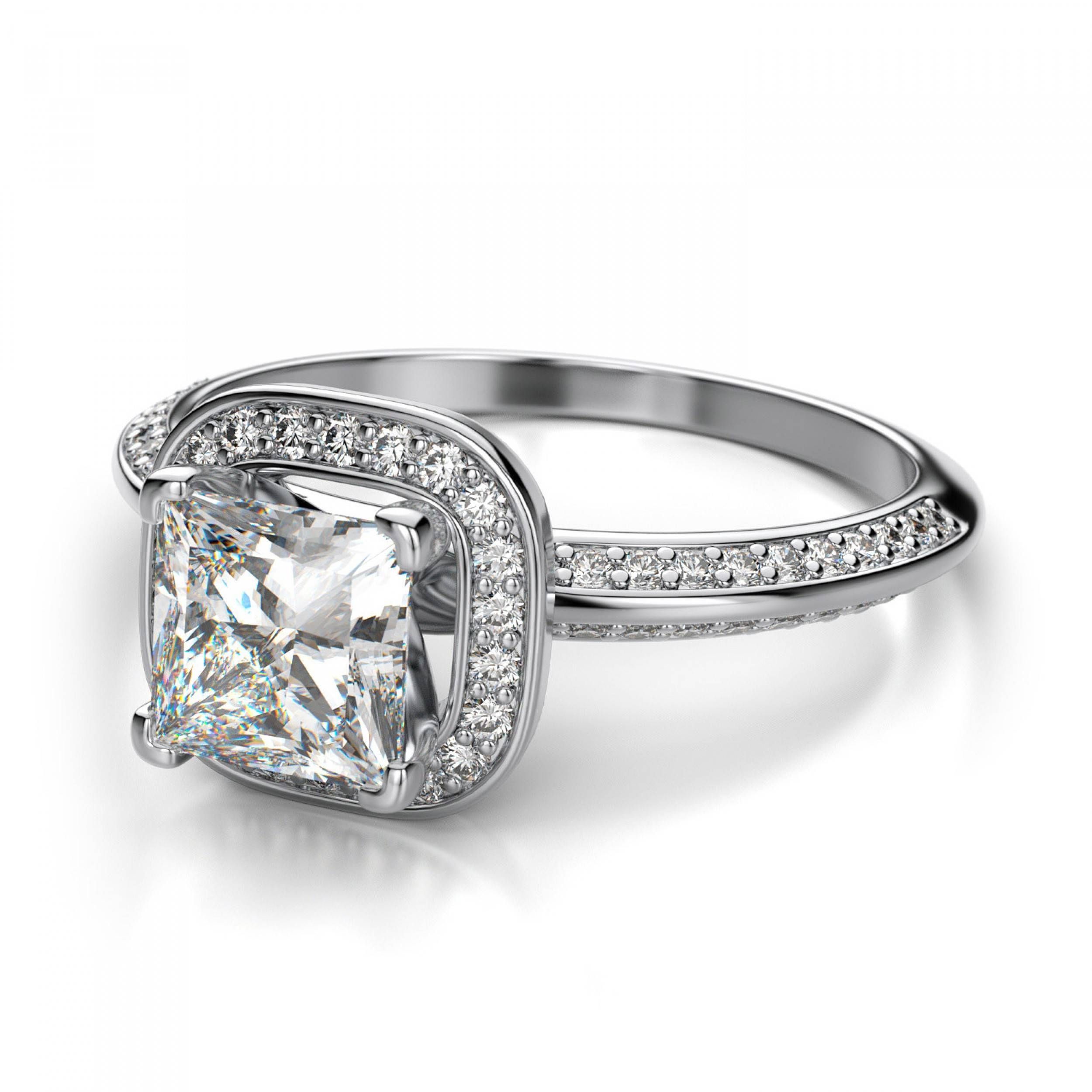 2 Ct Halo Princess Cut Diamond Engagement Ring – 14k White Gold Si H I Inside Princess Cut Diamond Engagement Rings (View 5 of 15)