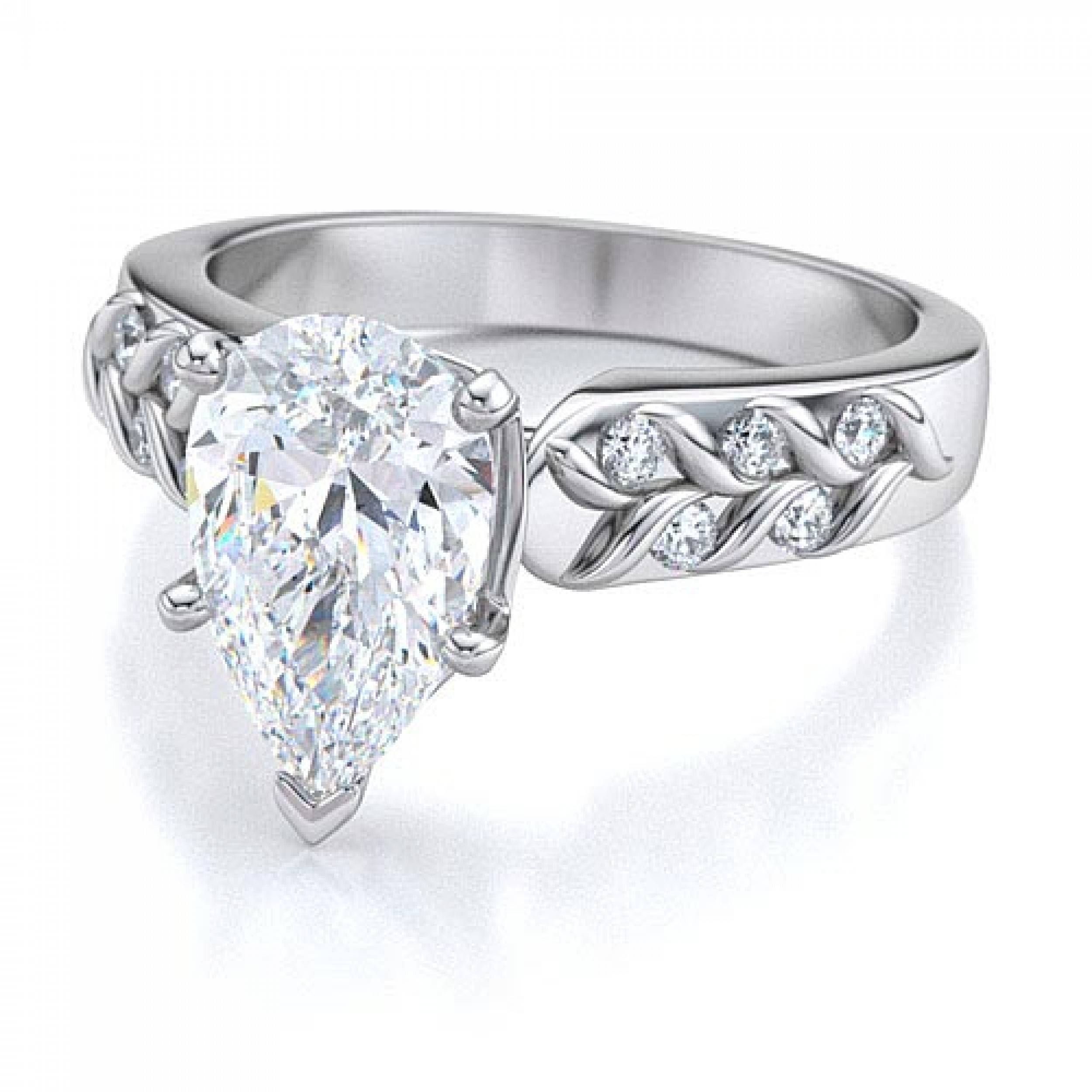 40ctw Art Deco Pear Shape Sidestones Engagement Ring Setting In In Pear Shaped Settings Engagement Rings (View 10 of 15)