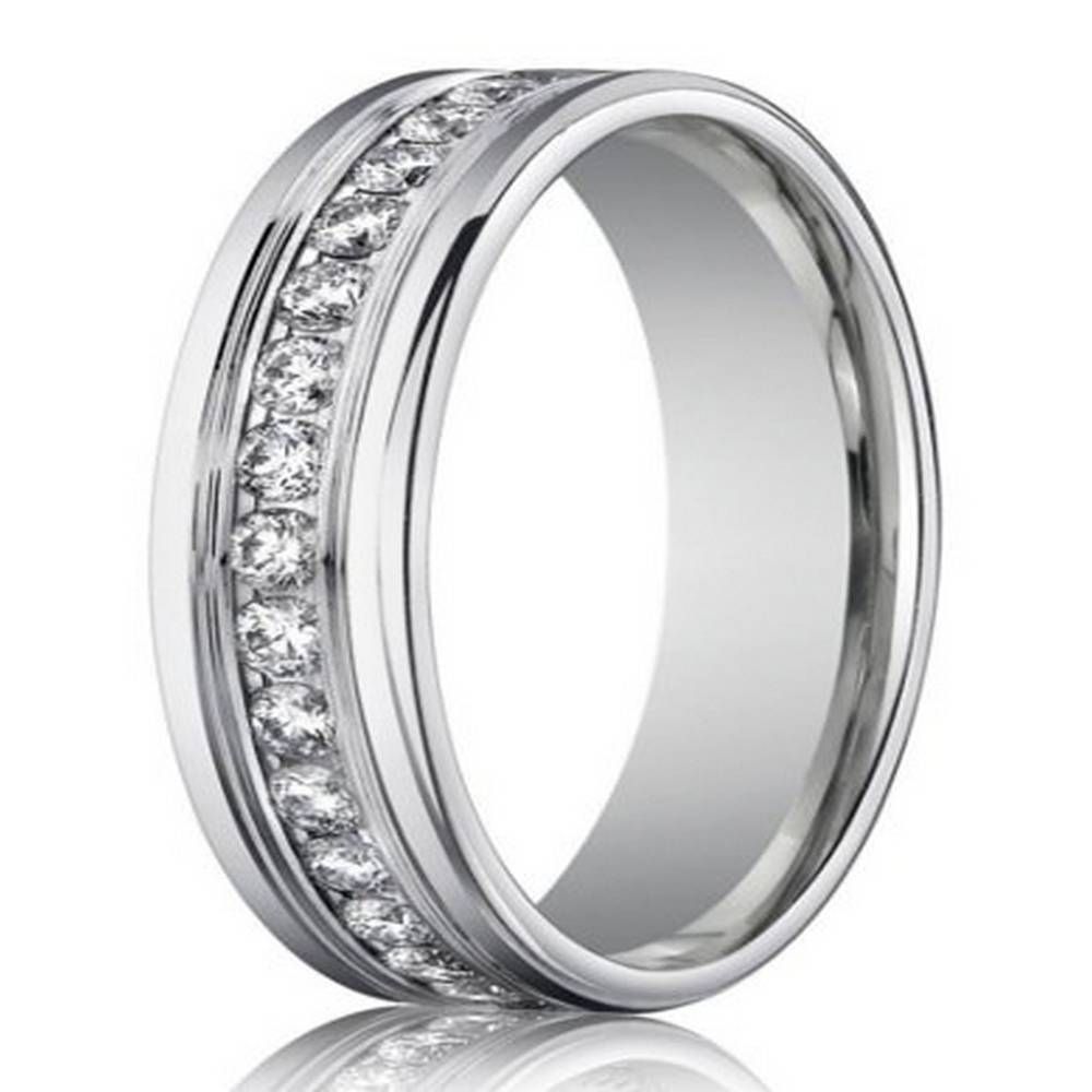 4mm Men's Designer White Gold Diamond Eternity Ring Channel Set With Gold Diamond Wedding Rings For Men (View 14 of 15)