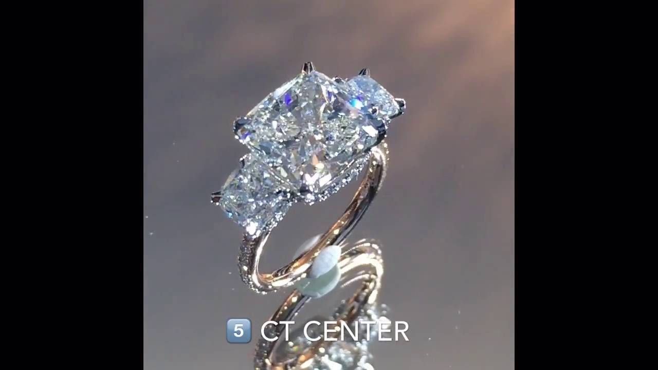5 Carat Cushion Cut Diamond Two Tone Engagement Ring – Youtube Intended For 5 Carat Diamond Wedding Rings (View 12 of 15)
