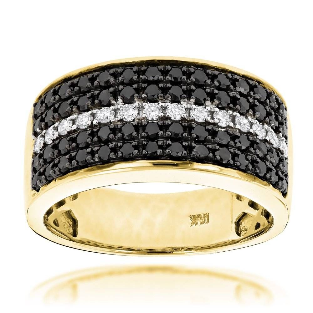 5 Row White Black Diamond Wedding Band For Menluxurman 2.25ct With Regard To Black Diamonds Men Wedding Bands (Photo 15 of 15)