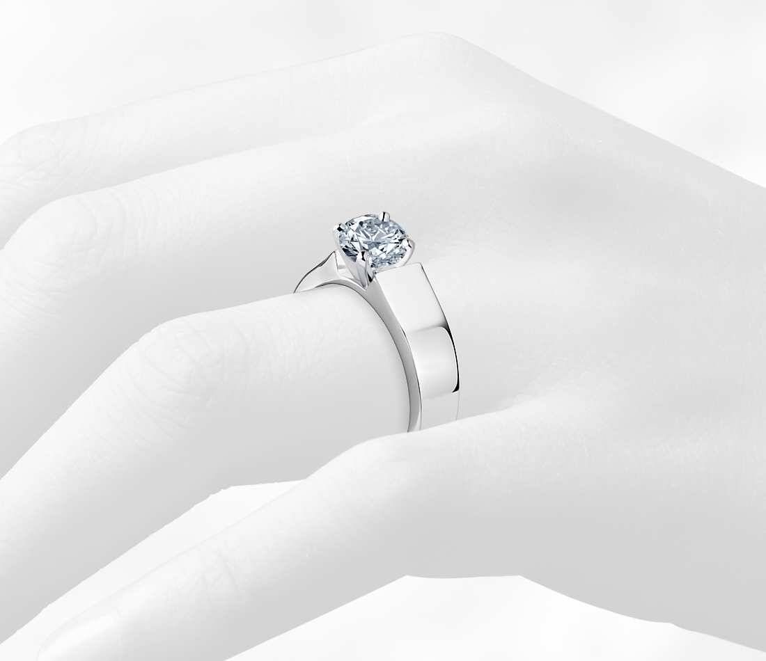 5mm Diamond Flat Solitaire Engagement Ring In Platinum – Shop For With Regard To Flat Engagement Rings (View 8 of 15)