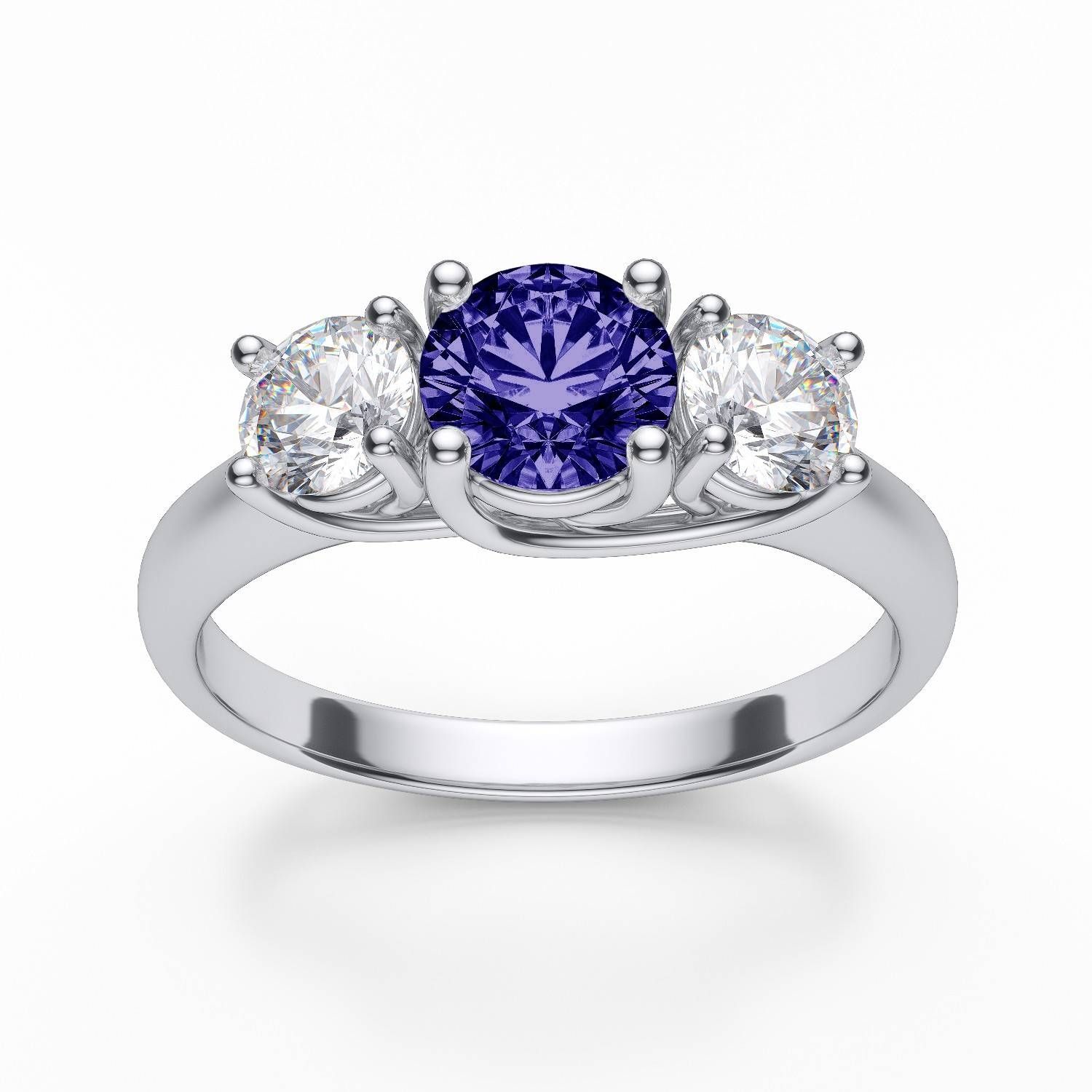 5mm Prong Set Tanzanite And Diamond Engagement Ring In 14k White Gold Pertaining To Tanzanite Engagement Rings With White Gold (View 14 of 15)