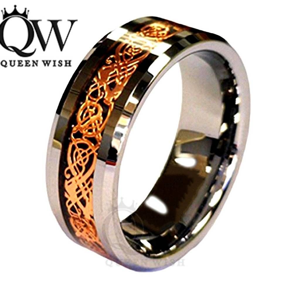 8mm Black Tungsten Carbide Engagement Ring Silvering Celtic Dragon With Regard To Mens Carbon Fiber Wedding Rings (View 8 of 15)