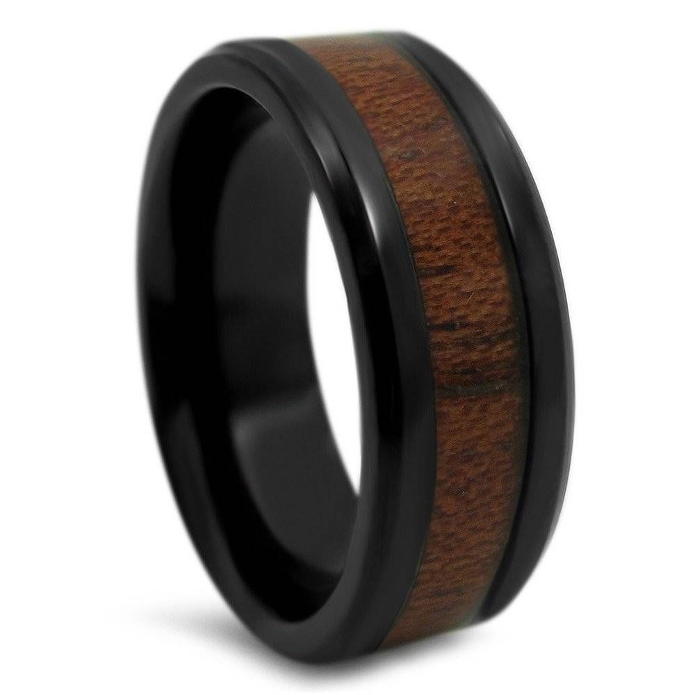 8mm Polished Wood Inlay Mens Black Titanium Wedding Band Ring Inside Wood Inlay Men&#039;s Wedding Bands (View 8 of 15)