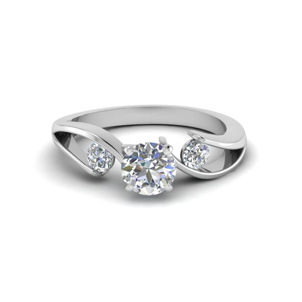 Affordable 14k White Gold Three Stone Engagement Rings Intended For White Gold 3 Stone Engagement Rings (View 12 of 15)