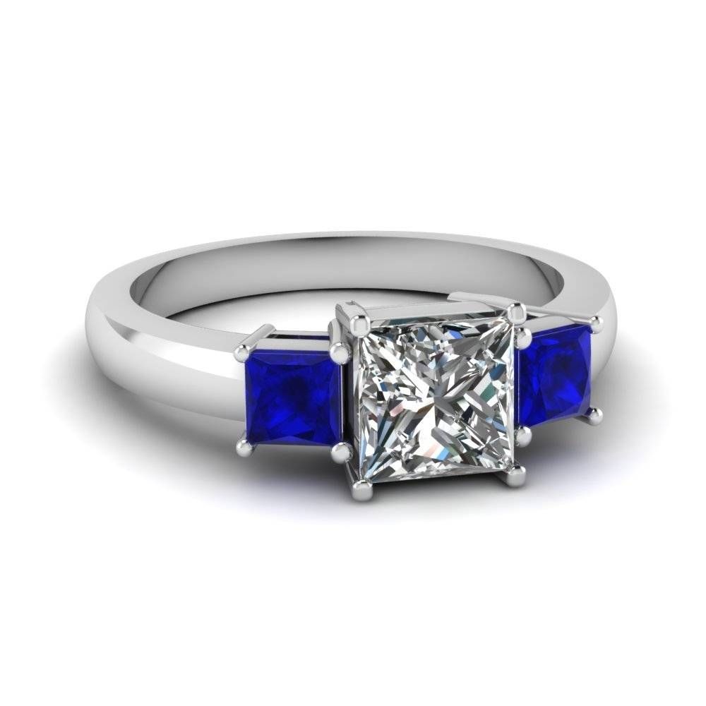 Affordable Three Stone Engagement Rings | Fascinating Diamonds Within Princess Cut Sapphire Engagement Rings (View 10 of 15)