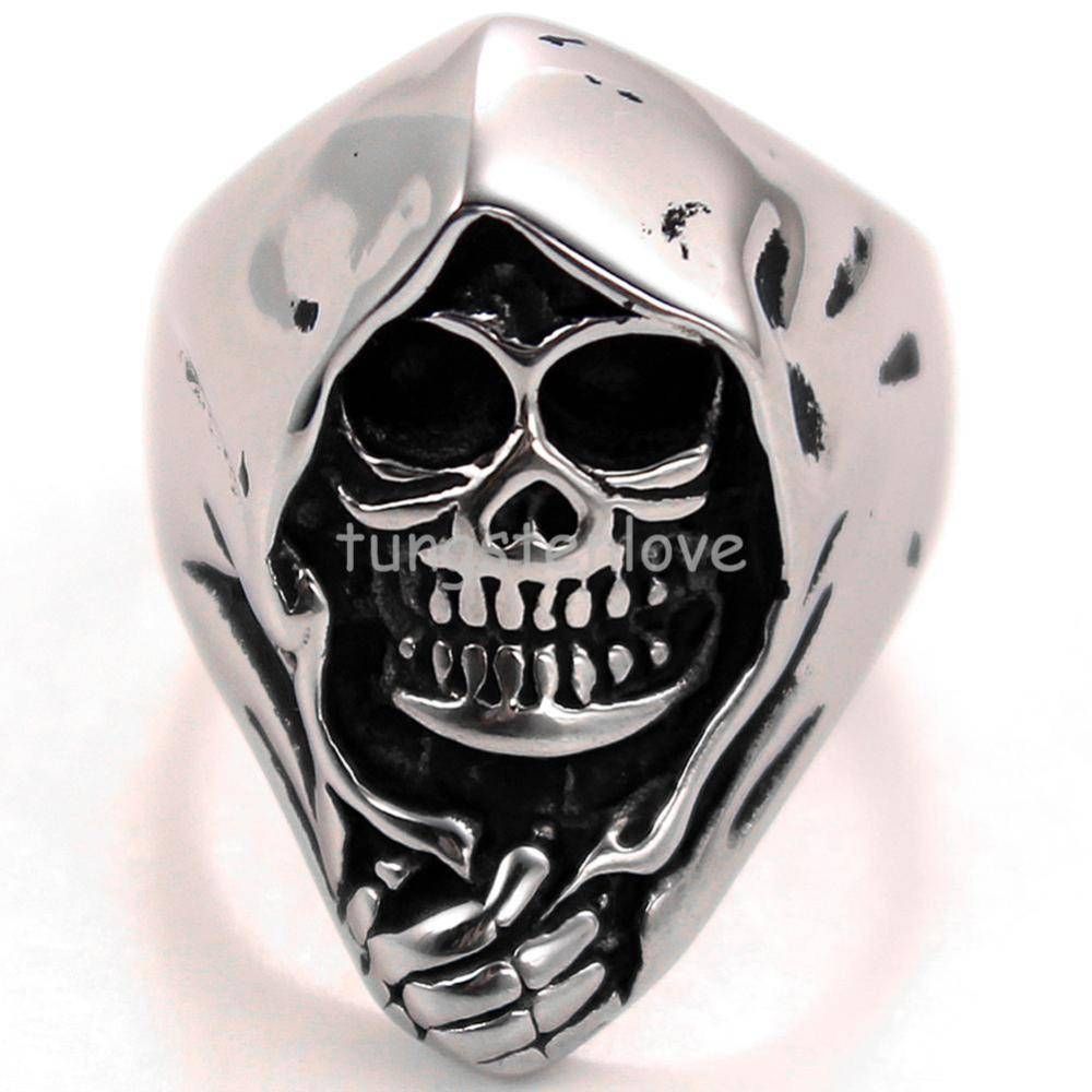 Aliexpress : Buy Retro Stainless Steel Biker Mens Gothic Skull For Men's Skull Wedding Bands (View 12 of 15)