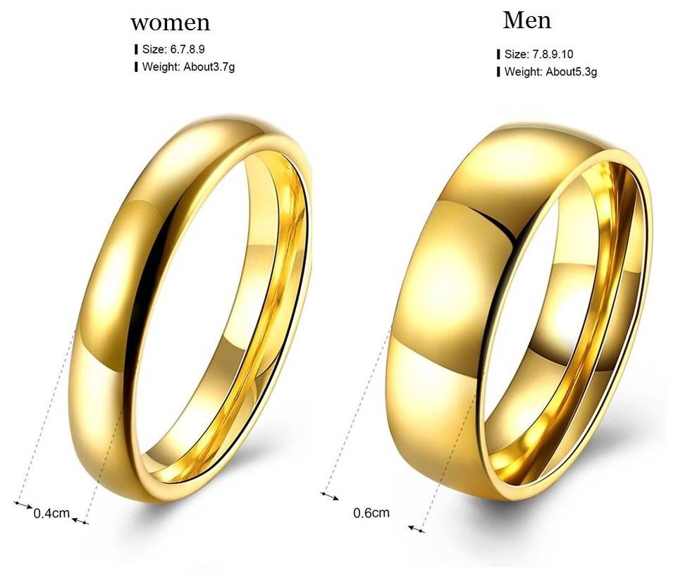 Aliexpress : Buy Simple Couple Wedding Rings Pair Gold Color Within Engagement Rings Pair (View 12 of 15)