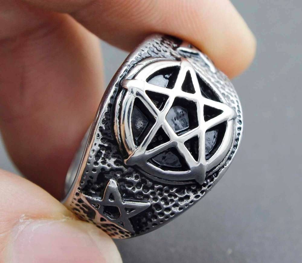 Aliexpress : Buy Wicca Star Pentagram Ring Men's Stainless For Wiccan Engagement Rings (View 13 of 15)