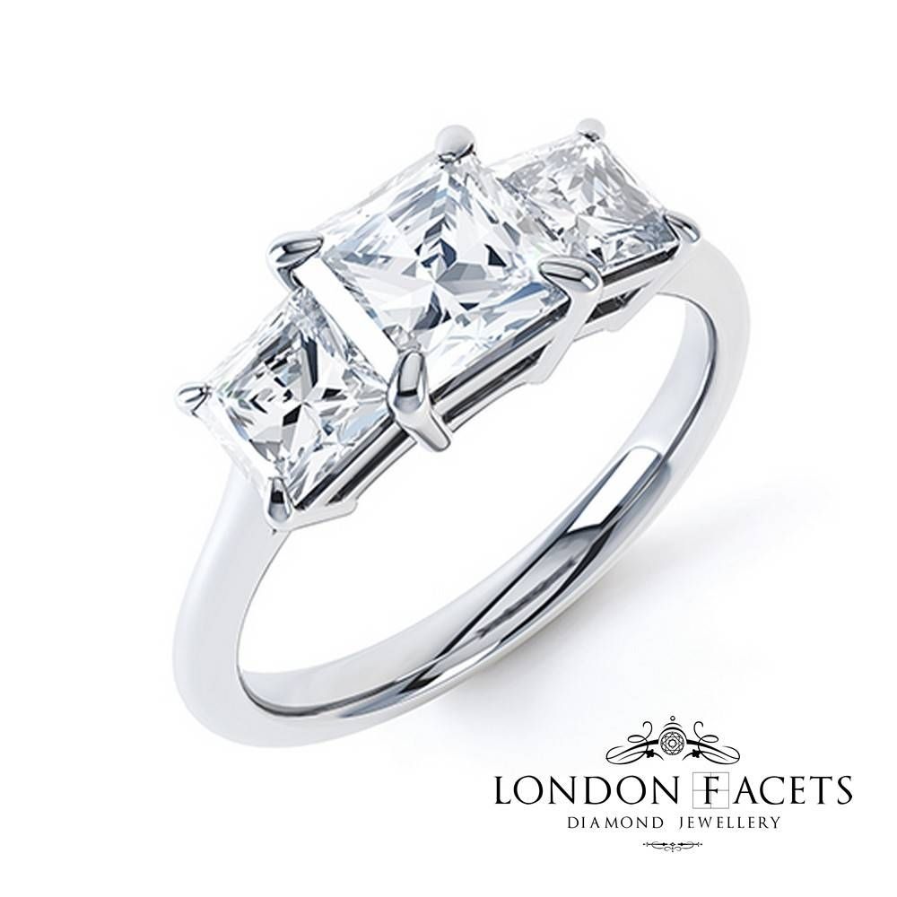 Almas Platinum Diamond Engagement Ring | Diamond And Gemstone Throughout Trilogy Engagement Rings (View 4 of 15)