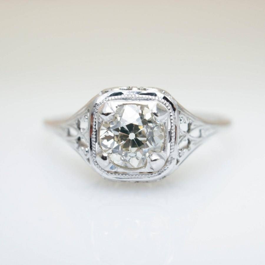 Antique Engagement Ring Edwardian Engagement Unique Diamond In Intricate Band Engagement Rings (View 7 of 15)