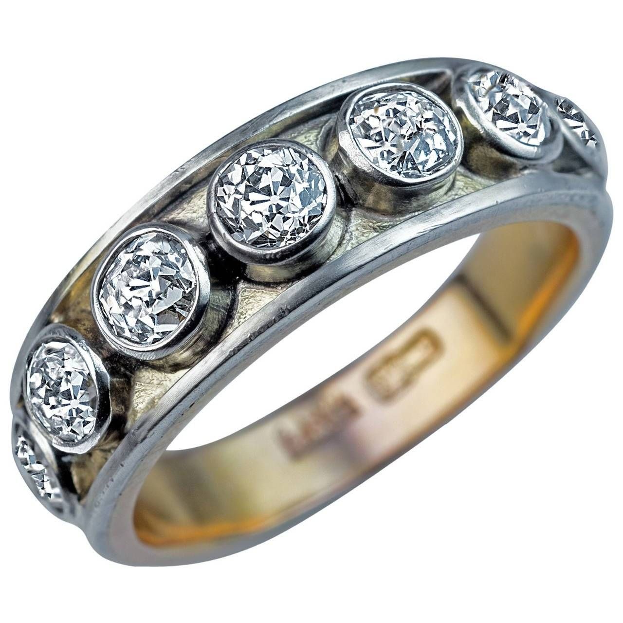 Antique Russian Men's Diamond Gold Band Ring For Sale At 1stdibs In Diamond Russian Wedding Rings (View 11 of 15)