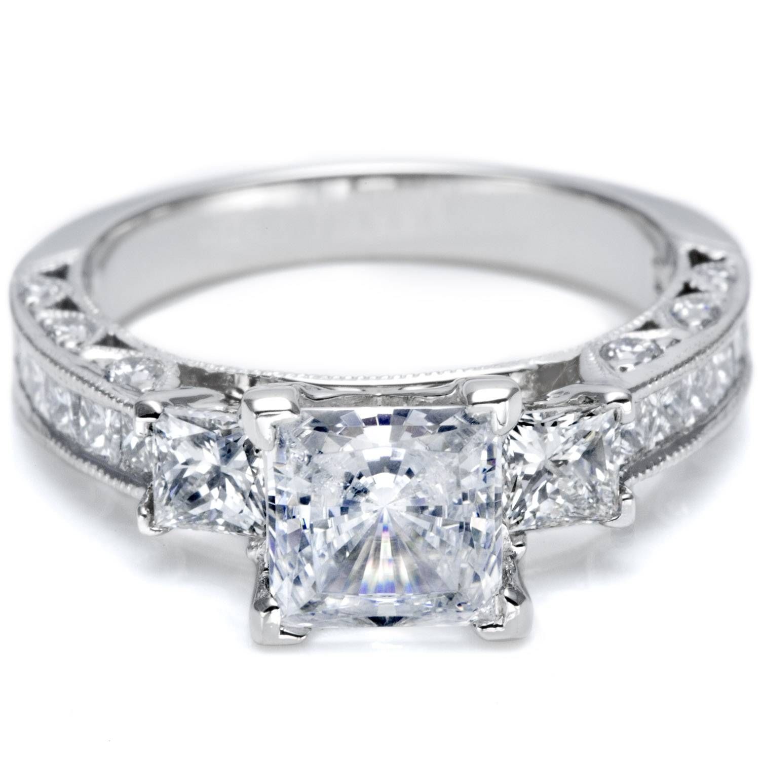 Awe Inspiring Princess Cut Engagement Rings Gold Band Tags Inside Princess Cut Diamond Wedding Rings For Women (View 7 of 15)