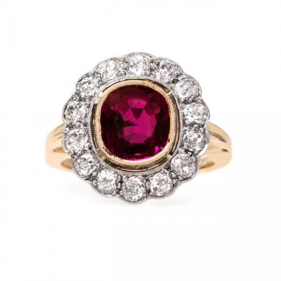 Beautifully Detailed Edwardian Ruby Ring | Cardinal Falls With Regard To Engagement Rings With Ruby (View 10 of 15)
