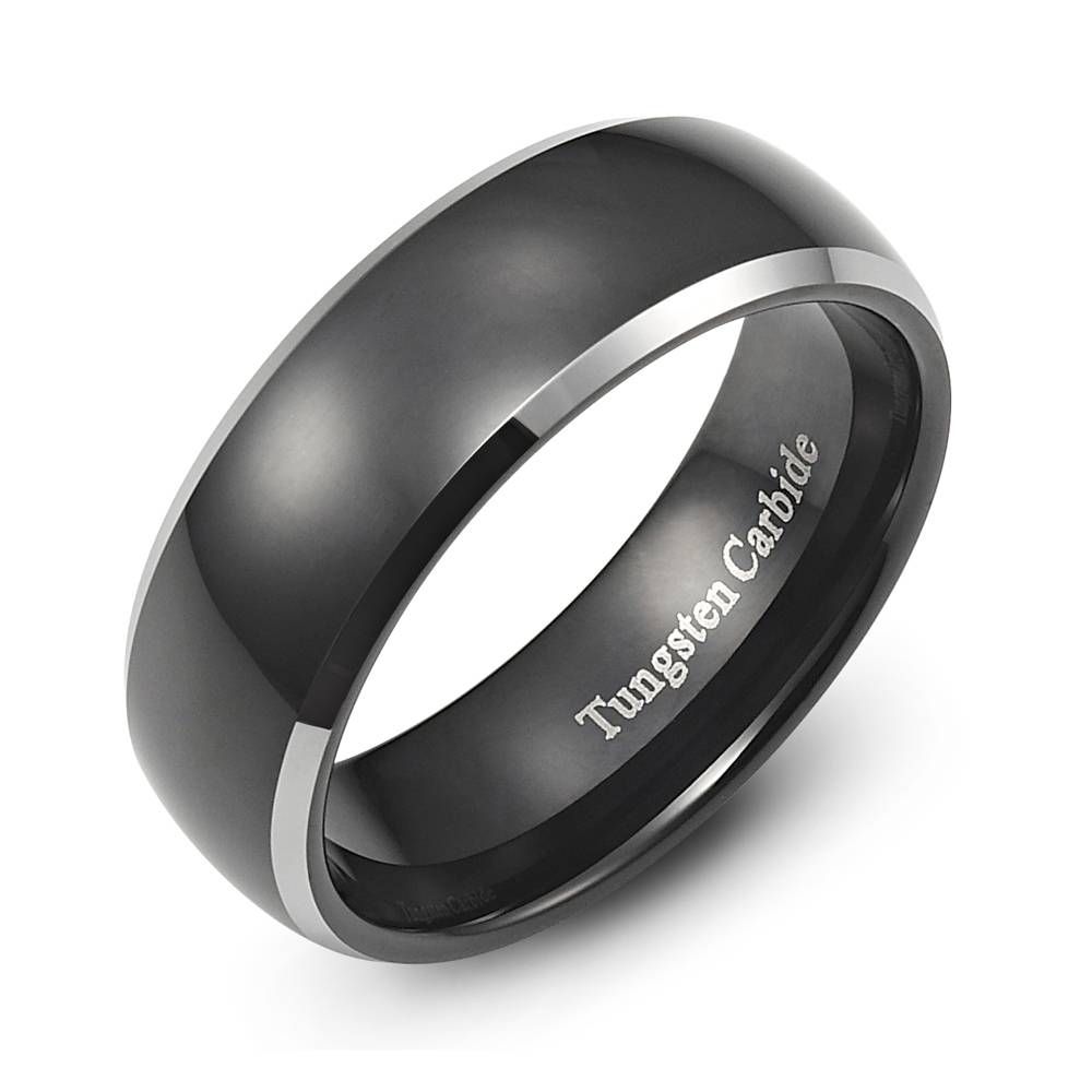 Black Men's Tungsten Carbide Ring Wedding Band Cobalt Free Size 8 Pertaining To Cobalt Mens Wedding Rings (View 15 of 15)