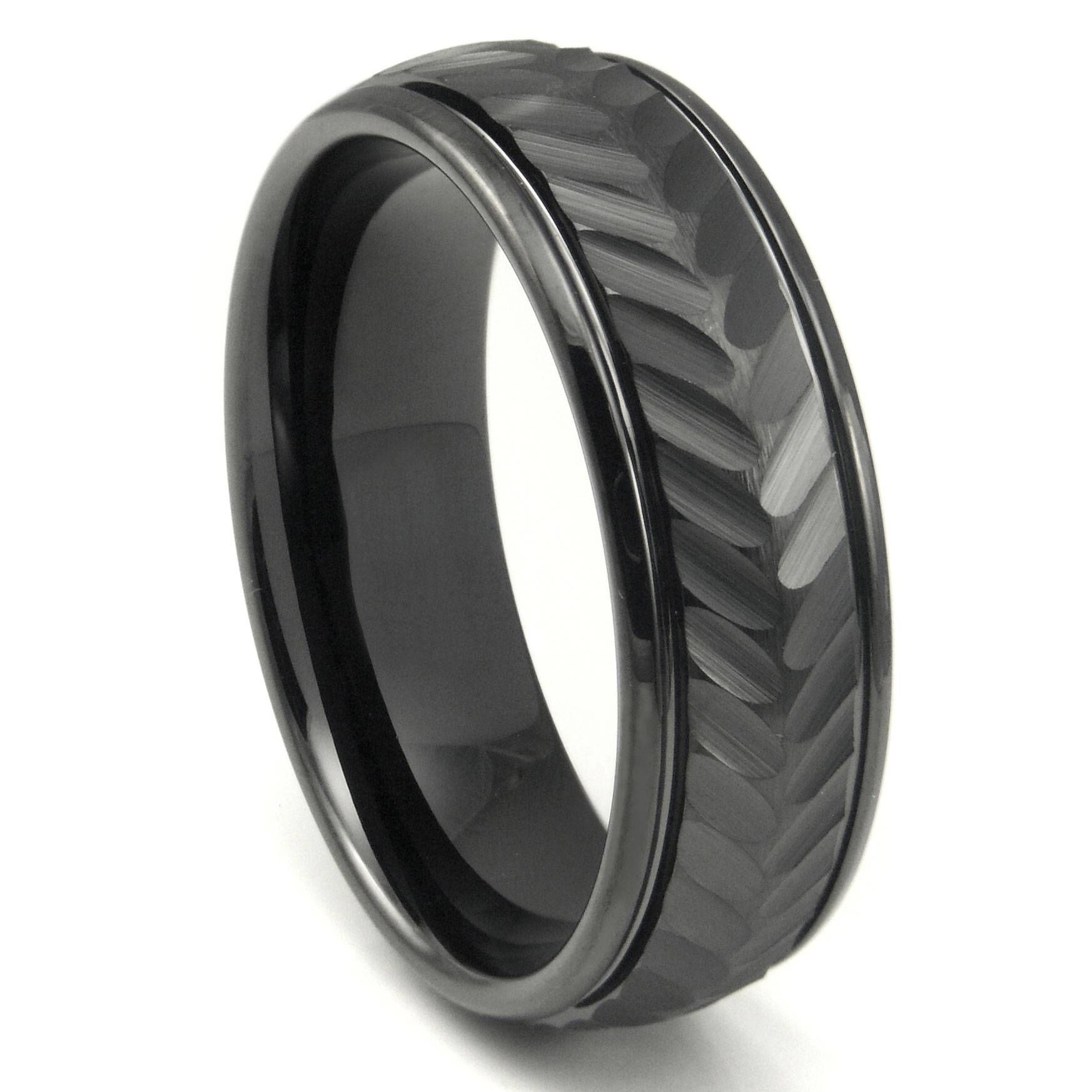 Black Tungsten Carbide 8mm Chevron Newport Wedding Band Ring Within Tungsten Wedding Bands (Photo 167 of 339)