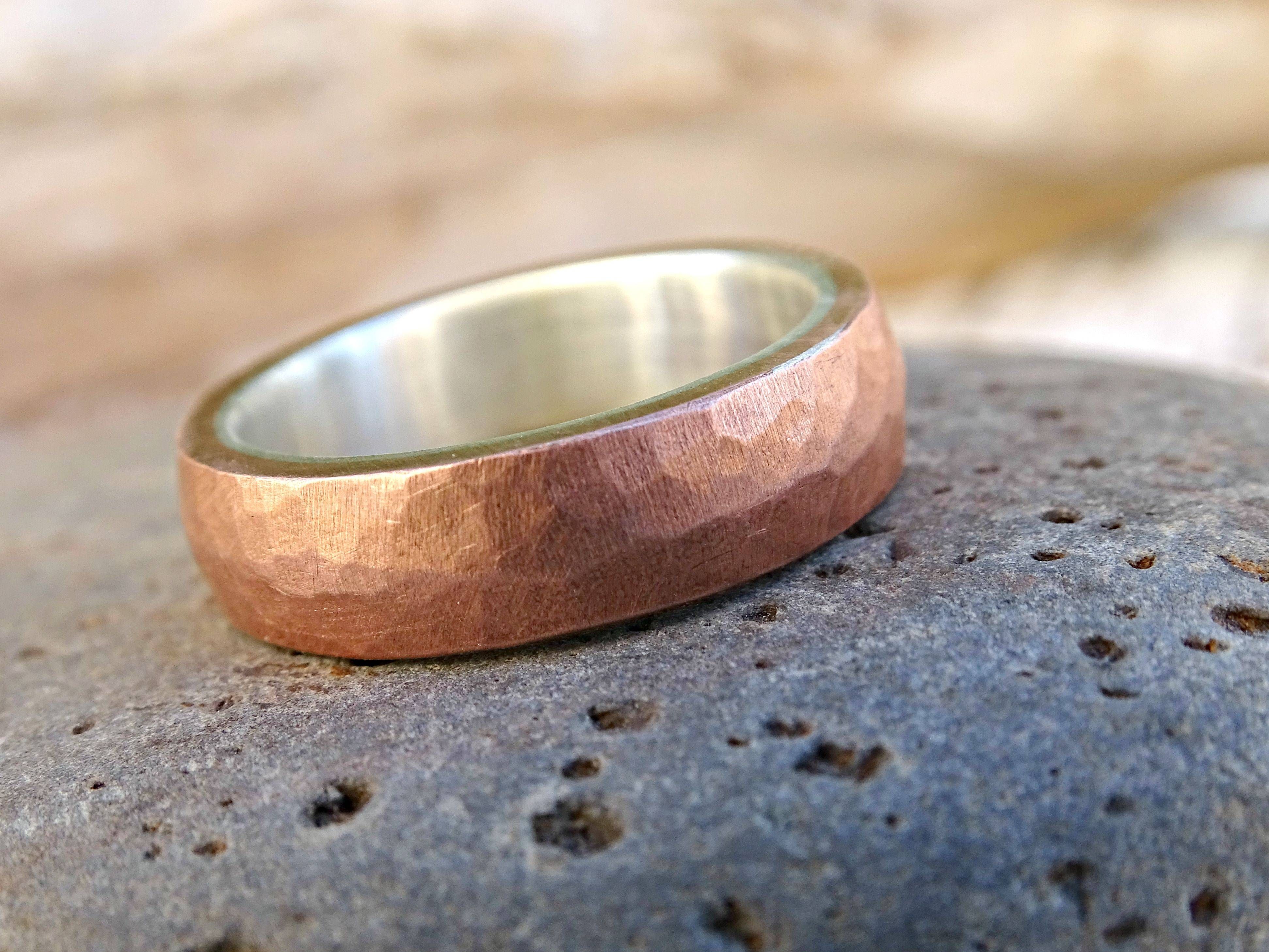 Buy A Hand Crafted Mens Wedding Band Copper Silver, Forged Mixed Inside Copper Men's Wedding Bands (View 3 of 15)