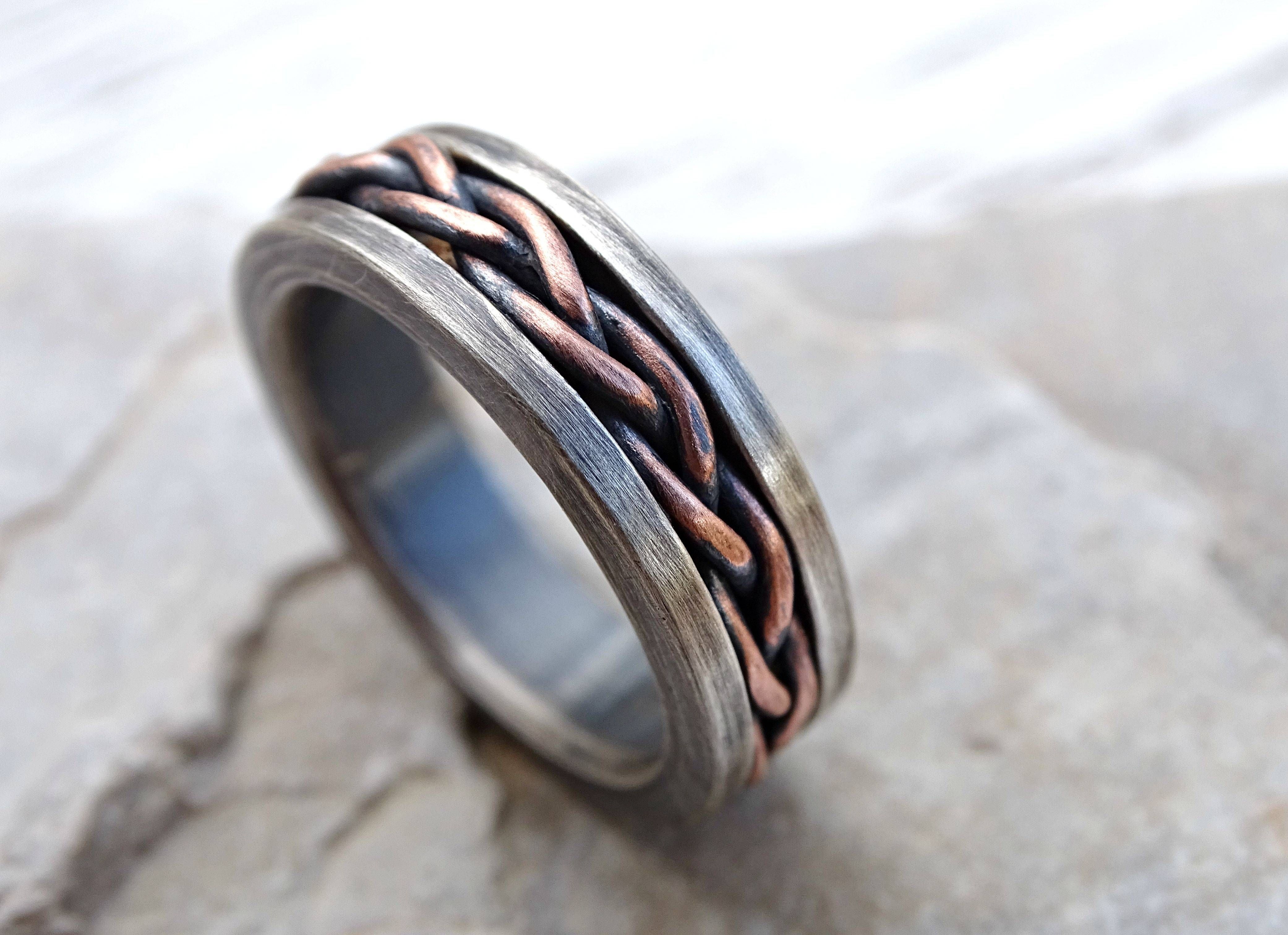 Buy A Hand Crafted Viking Wedding Band, Braided Ring Two Tone Inside Viking Wedding Bands (View 13 of 15)