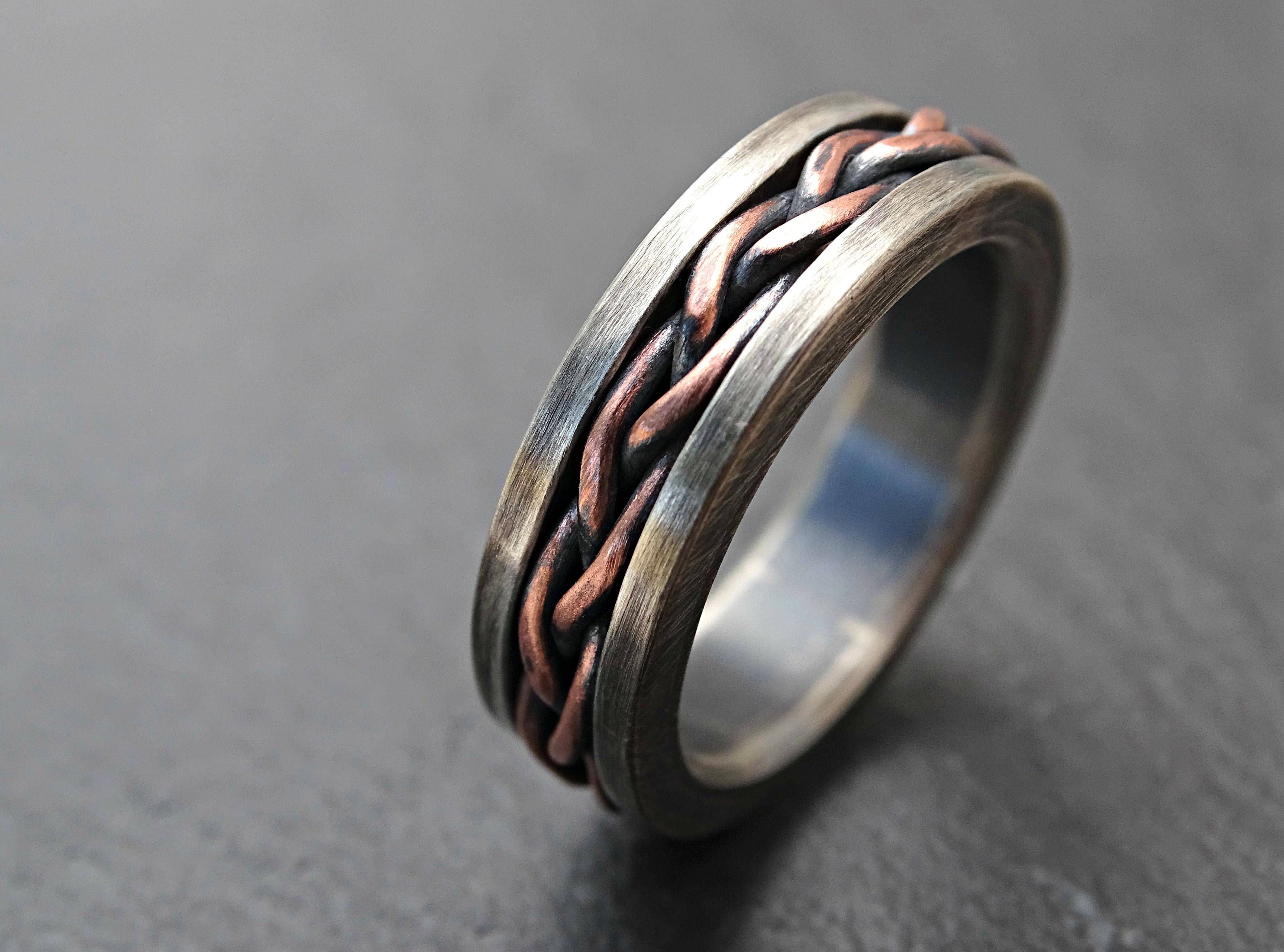 Buy A Hand Crafted Viking Wedding Band, Braided Ring Two Tone With Regard To Viking Engagement Rings (Photo 1 of 15)