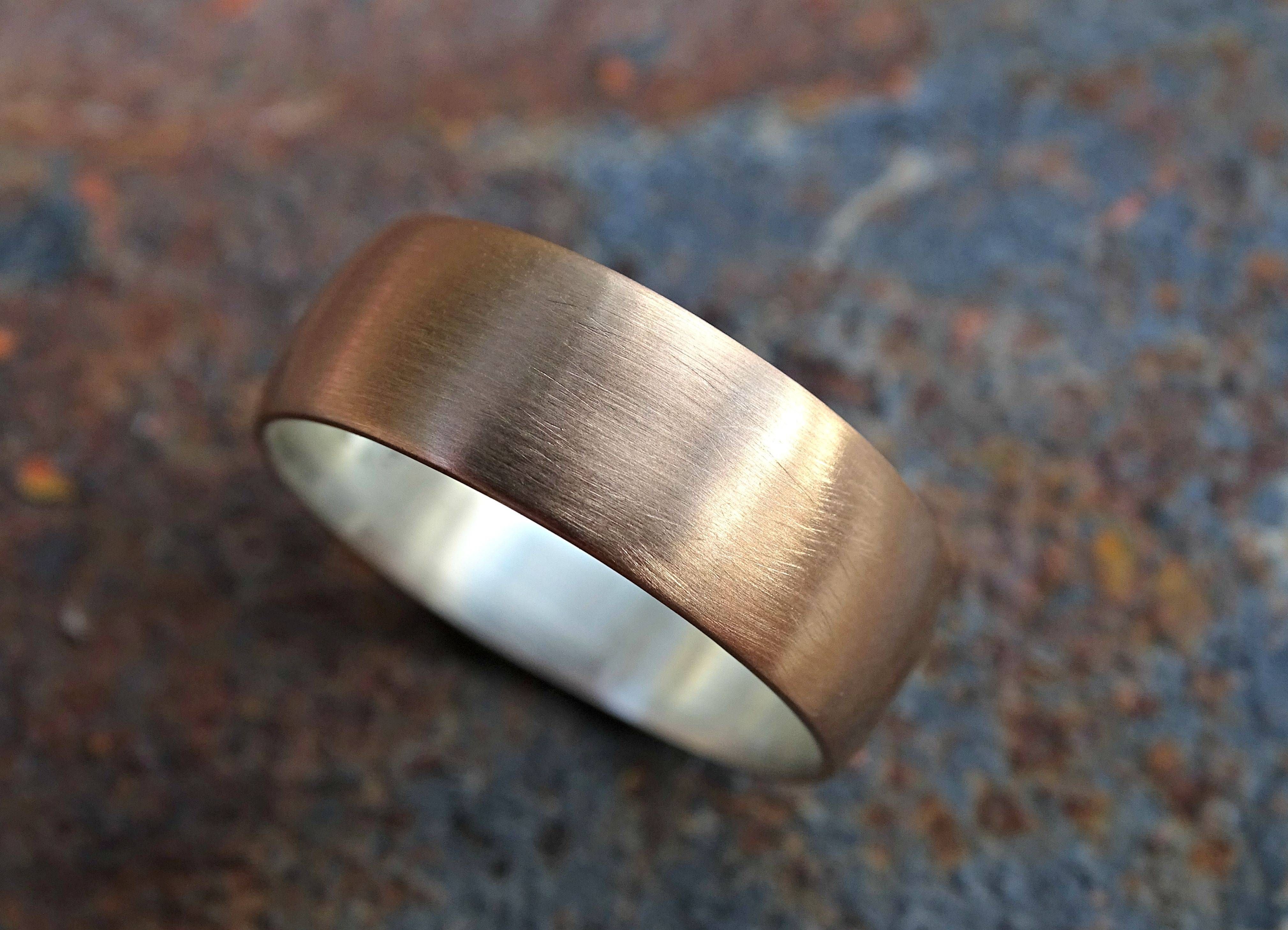 Buy A Handmade Bronze Wedding Ring, Domed Bronze Ring Silver, Mens In Handmade Mens Wedding Rings (View 6 of 15)