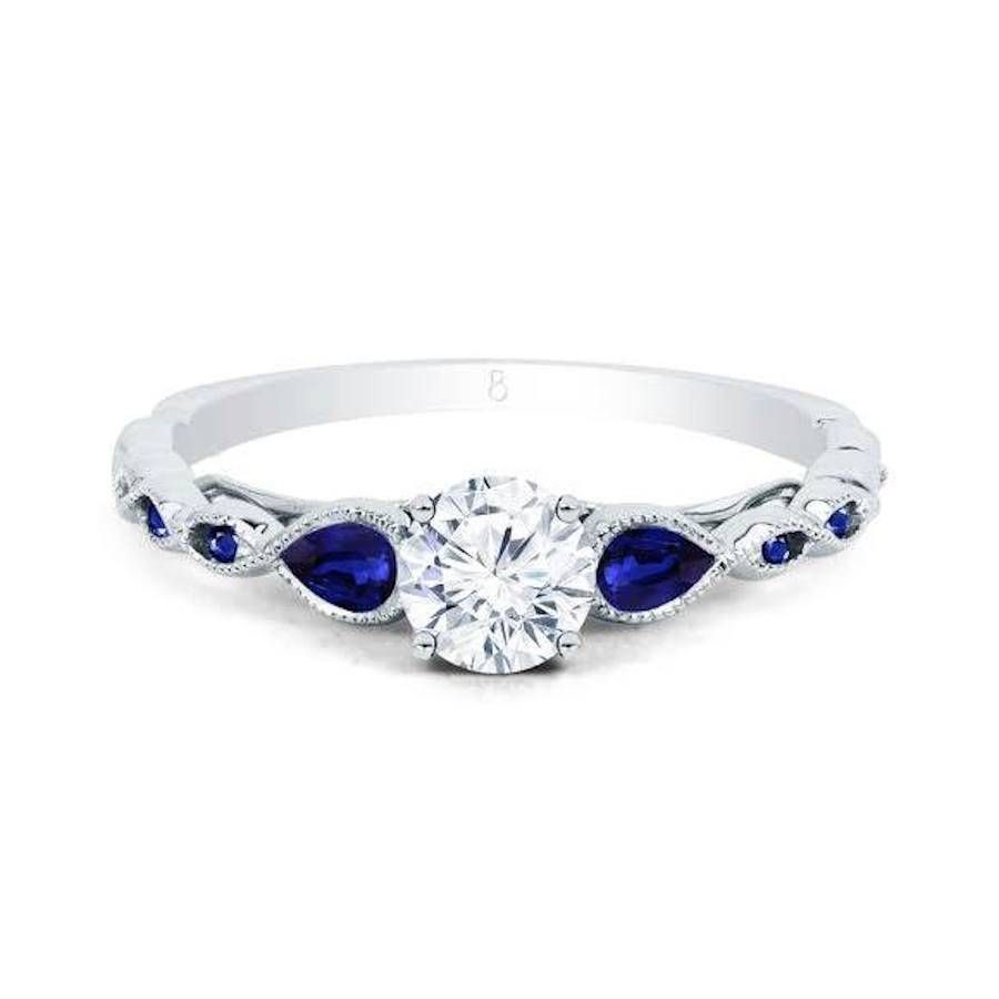 Clara Diamond & Blue Sapphire Ring – Gemstone Rings – Diamond Throughout Saffire Engagement Rings (View 4 of 15)