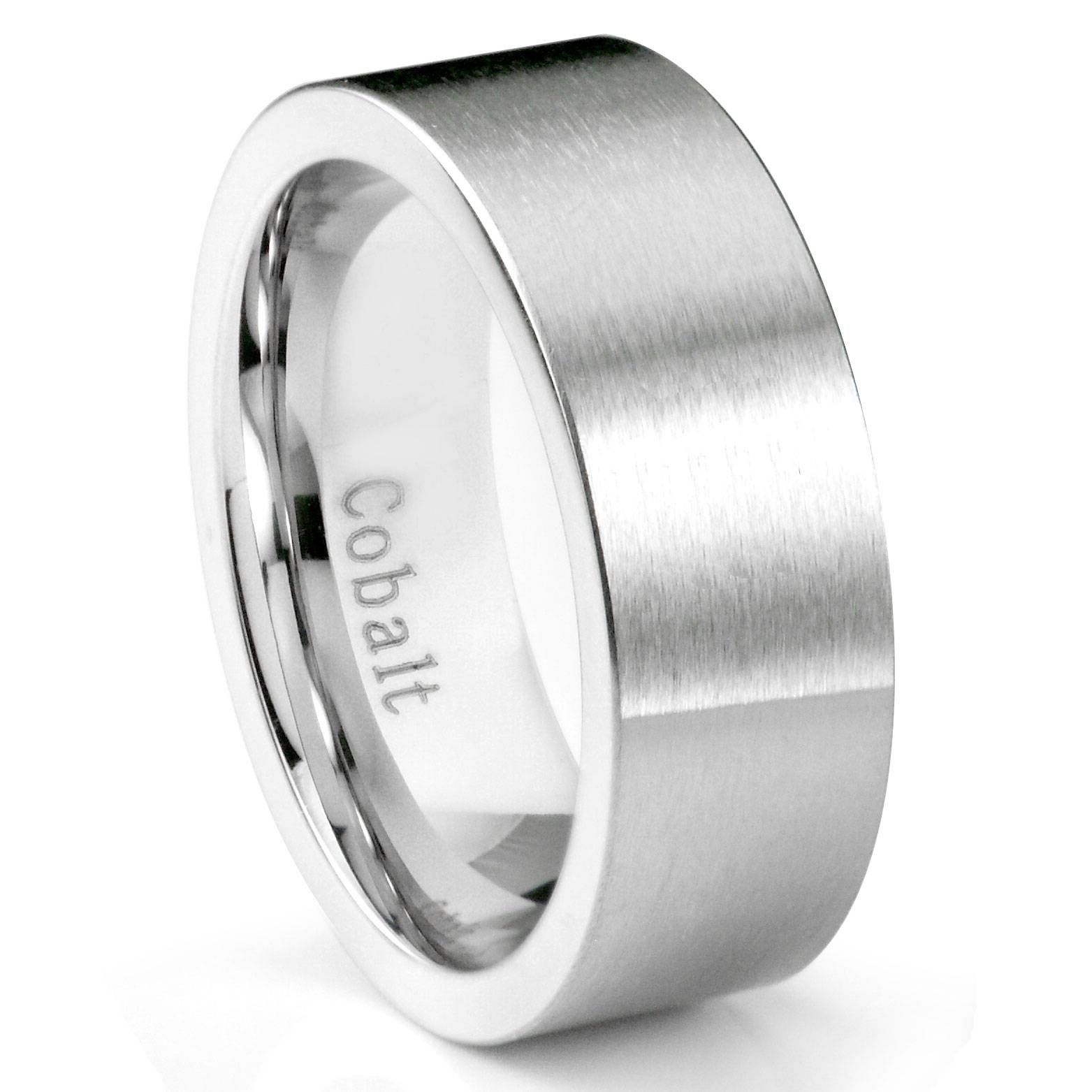 Cobalt Chrome 8mm Brushed Pipe Cut Wedding Band Ring Throughout Cobalt Wedding Rings (View 5 of 15)