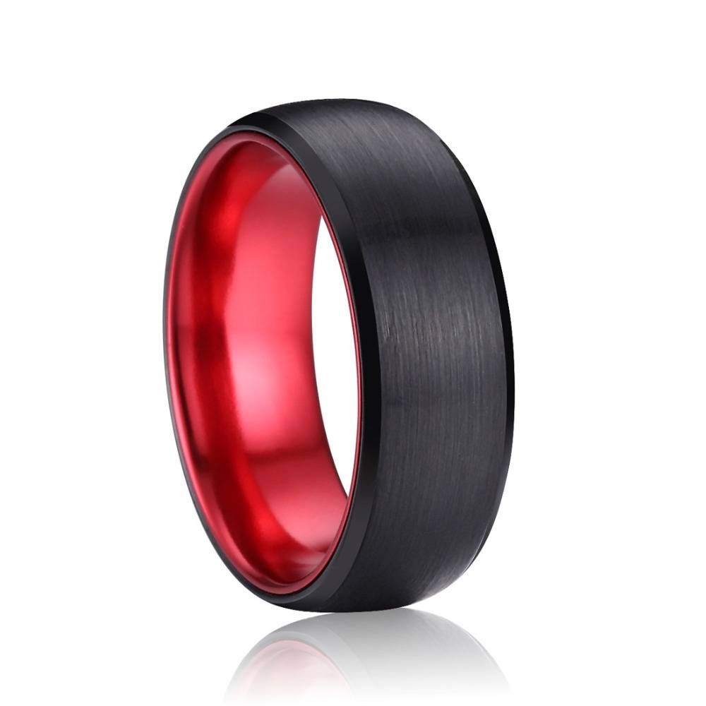 Compare Prices On Red Tungsten  Online Shopping/buy Low Price Red Regarding Black And Red Men&#039;s Wedding Bands (View 10 of 15)