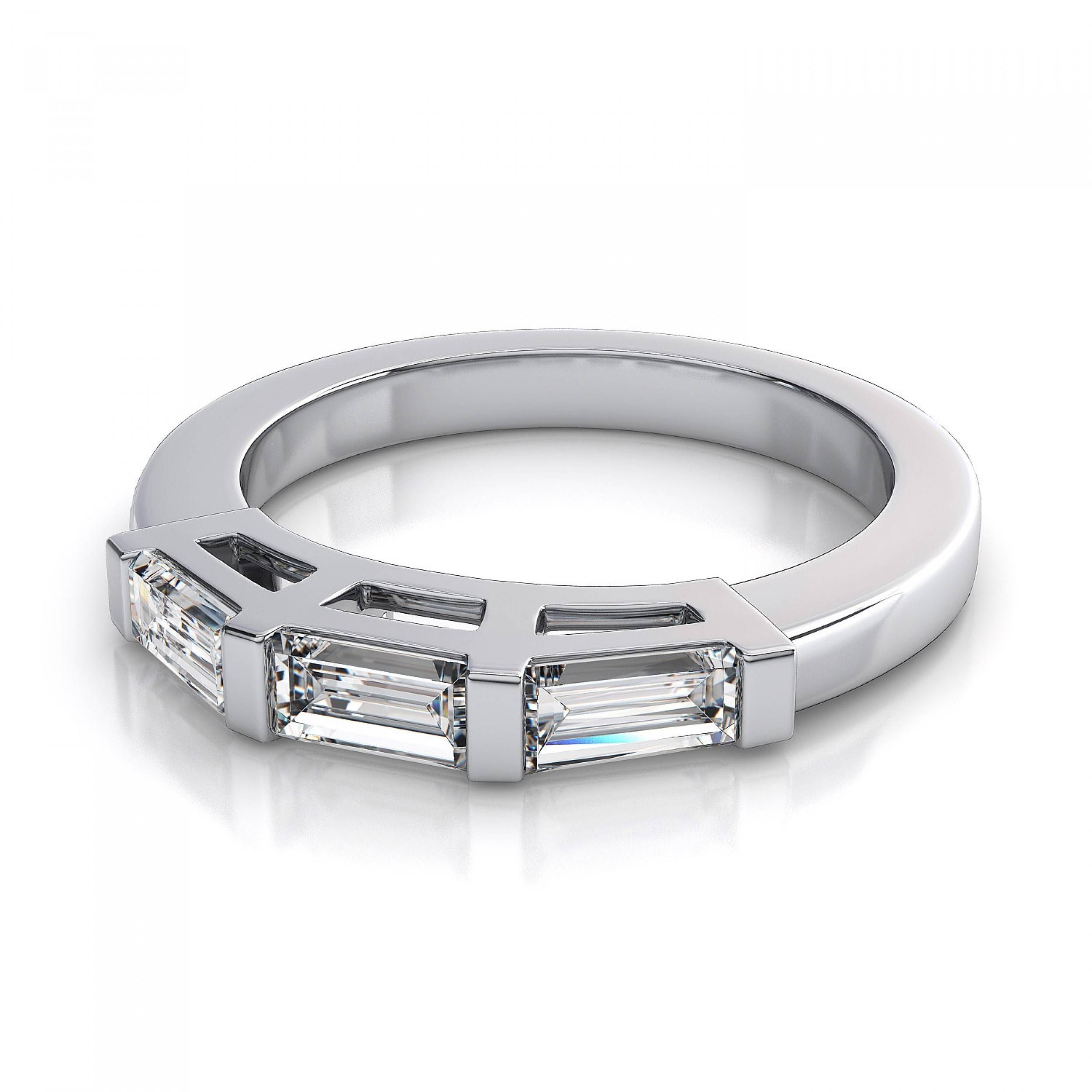 Ctw Bar Set Baguette Diamond Wedding Band In 14k White Gold Regarding Wedding Bands With Baguettes (View 1 of 15)