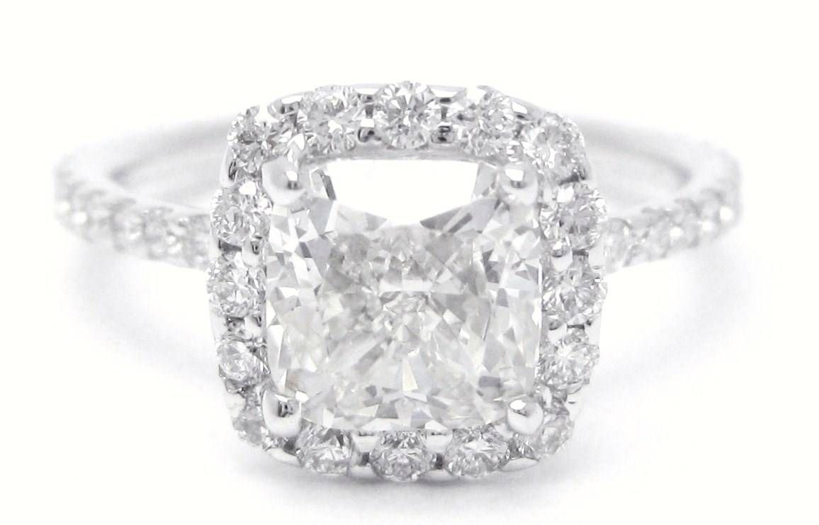 Cushion Cut Harry Winston Style Diamond Engagement Ring With Halo C11 In Harry Winston Micropave Engagement Rings (View 4 of 15)