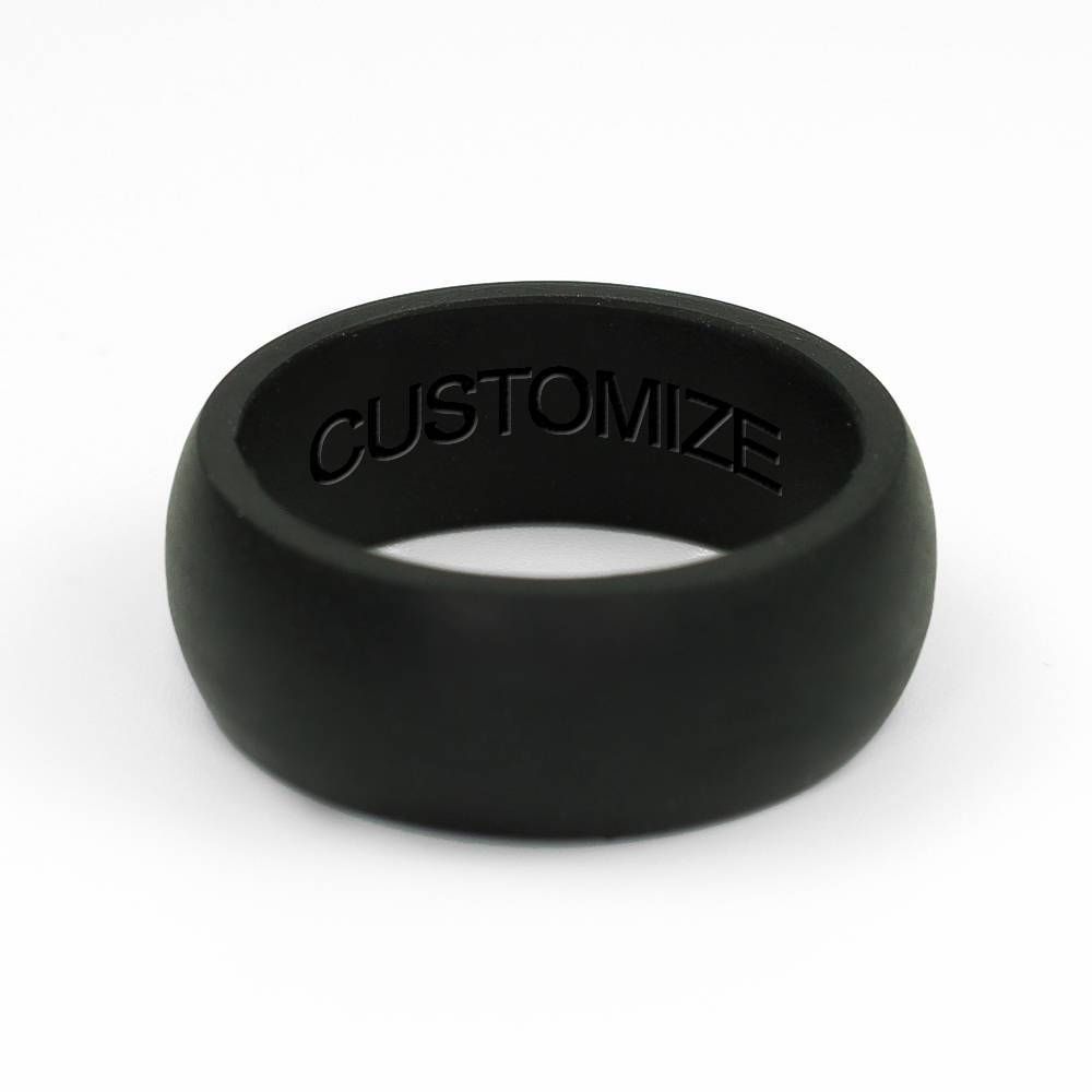 Custom Silicone Wedding Ring Black Personalized Silicone In Black Wedding Bands For Him (View 7 of 15)