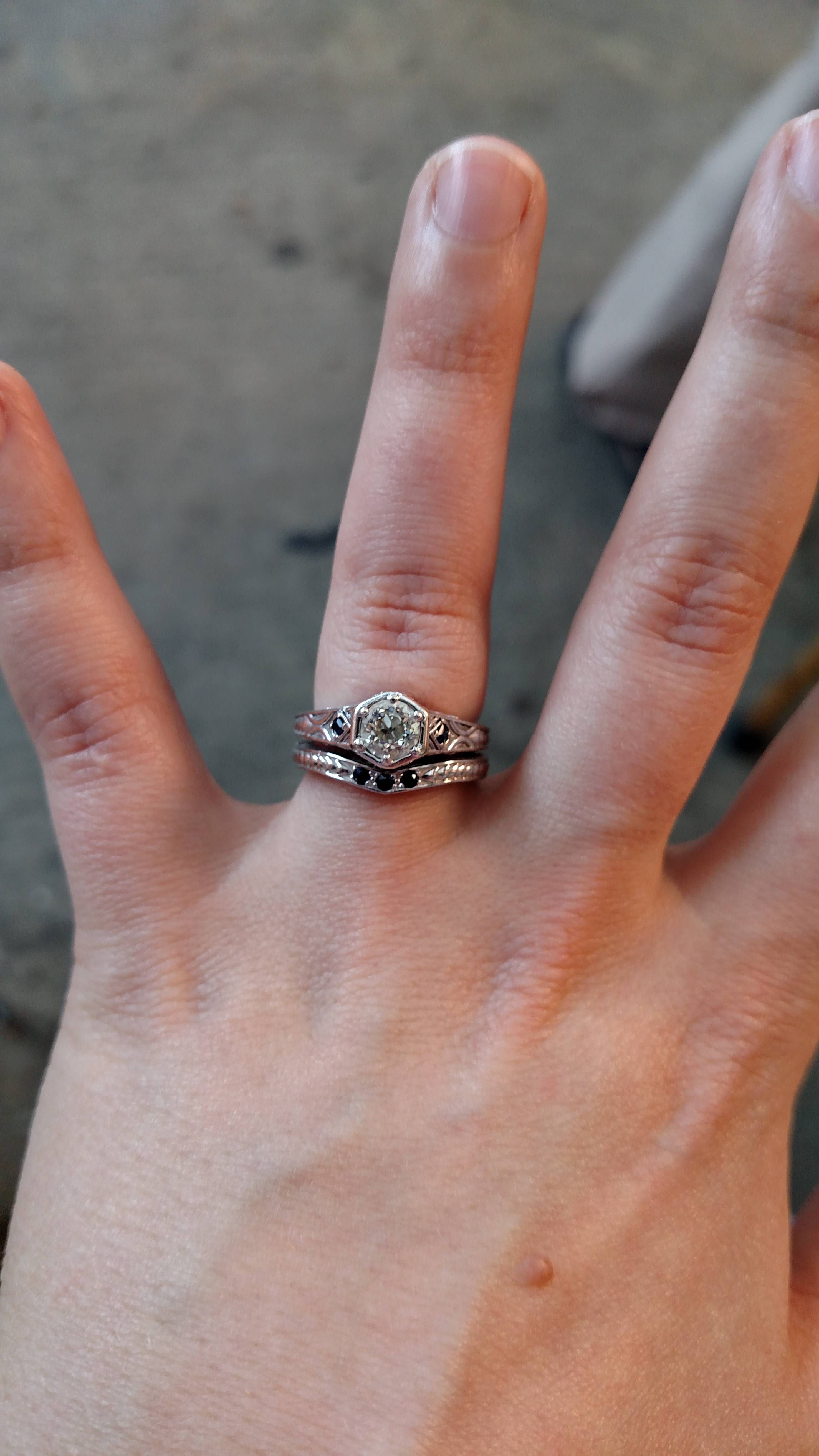 Custom Wedding Band Saga… Did I Make A Mistake? (poll) – Weddingbee Inside Custom Wedding Bands To Fit Engagement Ring (View 14 of 15)