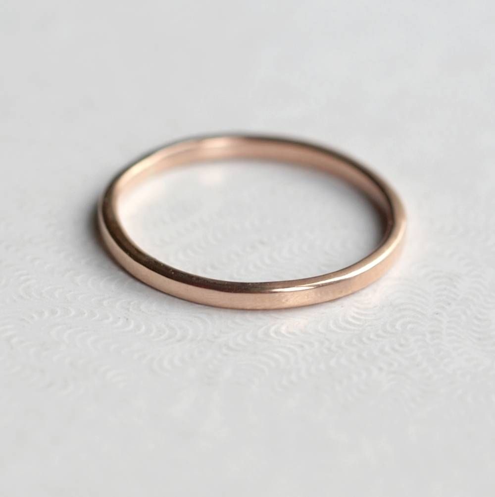 Dainty 9k Rose Gold Wedding Band – Anna Rei Jewellery Throughout Dainty Wedding Bands (View 9 of 15)