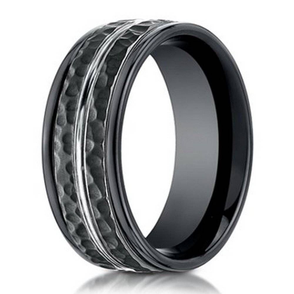 Designer Cobalt Chrome Ring For Men, Hammered Finish, 8mm With Regard To Cobalt Mens Wedding Rings (View 10 of 15)